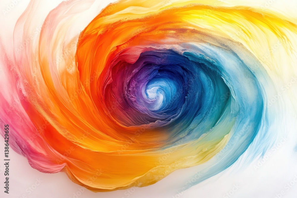 Aufkleber Colorful abstract swirl blending warm and cool tones creating a vibrant vortex of energy and movement in an artistic display