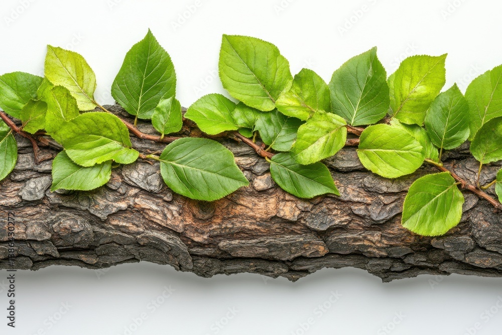 Aufkleber various shades of green and brown leaves arranged in a layered pattern on a textured surface, showca
