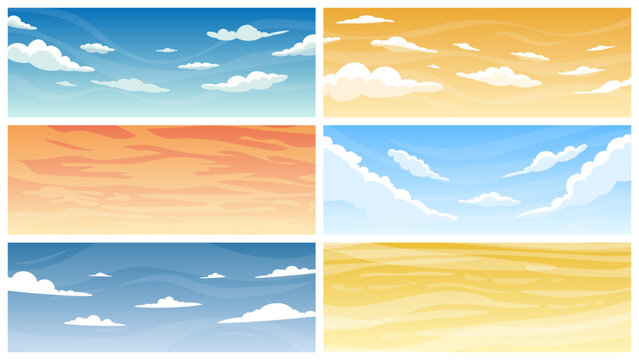 Sky and Cloud Background Collection. Vector Sky Illustrations with Various Cloud Shapes for Design & Wallpaper