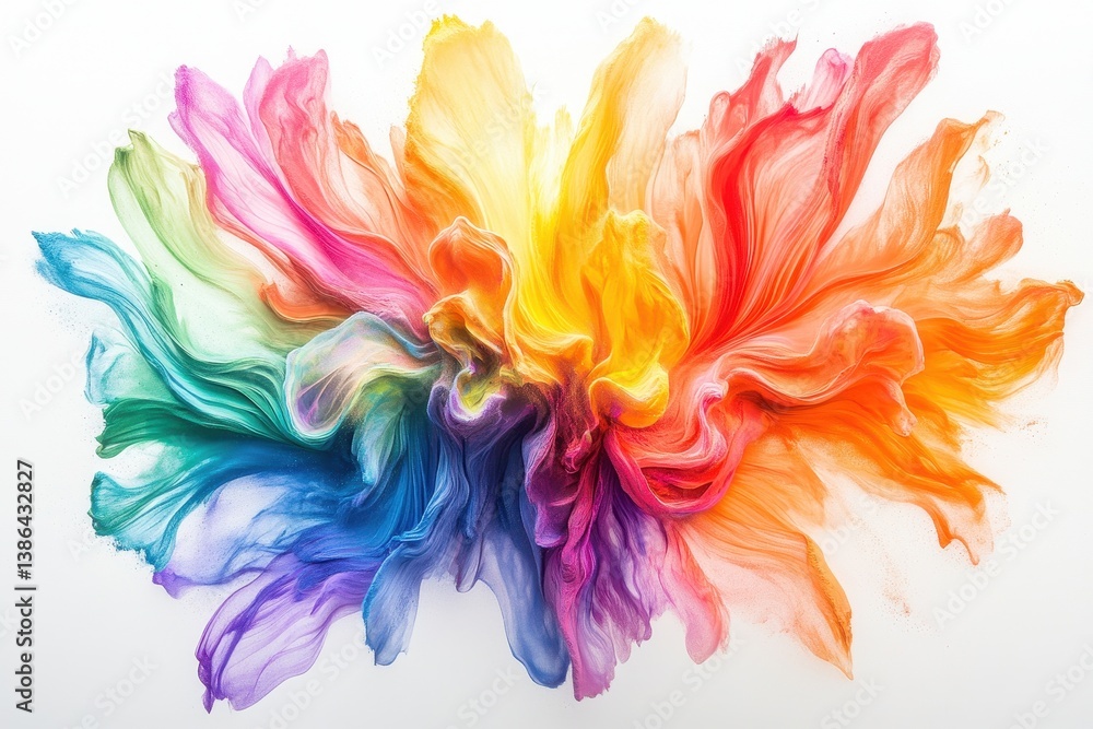 Poster Colorful abstract swirl blending warm and cool tones creating a vibrant vortex of energy and movement in an artistic display
