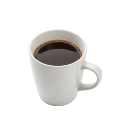 Steaming Black Coffee in a White Mug.