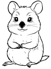 Black And White Illustration Of A Cartoon Quokka