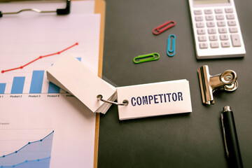 There is word card with the word Competitor. It is as an eye-catching image.