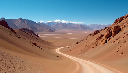 Naklejka premium Desert Mountain Road Trip Landscape