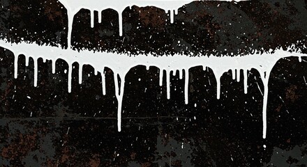 Abstract Dripping Paint Texture White Splashes on Dark Grunge Background