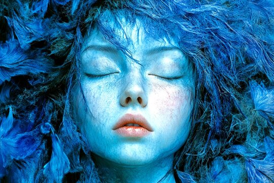 Metaphorical rem sleep disorder emotions of a mental illusion. Hallucination - due to rem sleep disorder: abstract image of human state. Science of brain. Delusions and hallucinations.