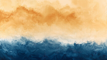 Obraz premium stunning abstract background featuring blend of warm gold and deep navy blue hues, creating serene and calming atmosphere. smooth textures and flowing patterns evoke sense of tranquility