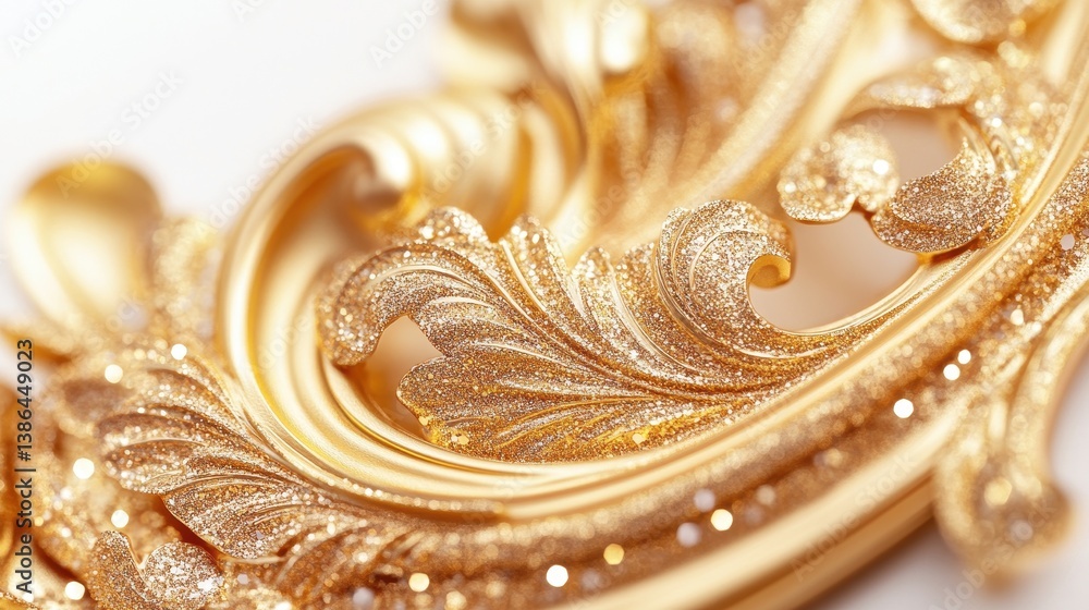 Aufkleber intricate golden detailing of a decorative element showcasing elegant swirls and glittering texture 