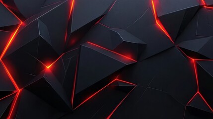 Abstract dark background with sharp edges and glowing red accents creating a dynamic and modern visual effect