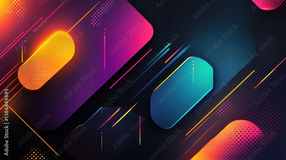 Poster vibrant abstract background with geometric shapes and colorful lines for creative design and digital