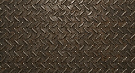 Rusty Metal Diamond Plate Texture Grunge Industrial Background Seamless Pattern