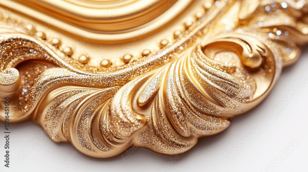 Aufkleber intricate golden detailing of a decorative element showcasing elegant swirls and glittering texture 