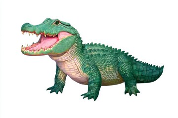 Fototapeta premium Pixel Art Green Alligator Illustration