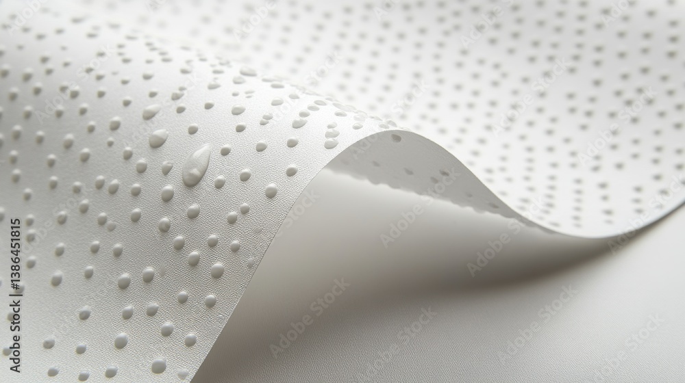 Poster Water droplet resting on textured surface showcasing unique patterns in soft light during a minimalistic setup
