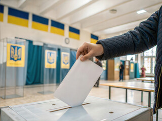 Voting in the presidential elections in Ukraine, ballot box.
