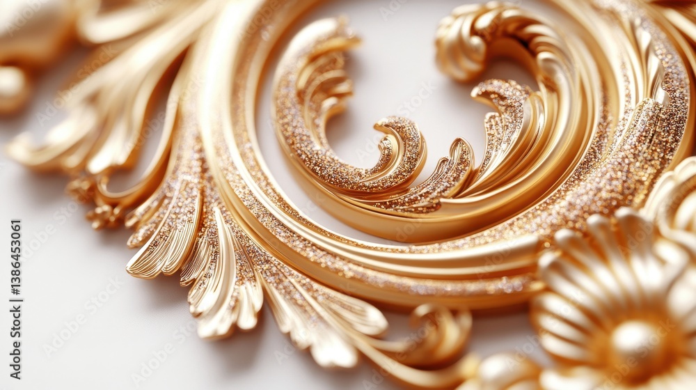 Aufkleber intricate golden detailing of a decorative element showcasing elegant swirls and glittering texture 