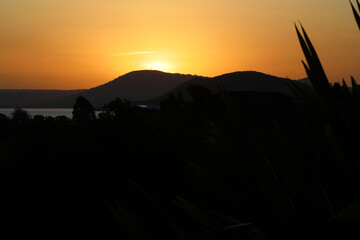 Obraz premium Sonnenuntergang Lake Rotorua Neuseeland / Sundown Lake Rotorua New Zealand /