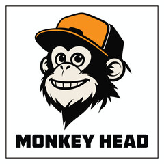 Monkey Head cartoon face illustration