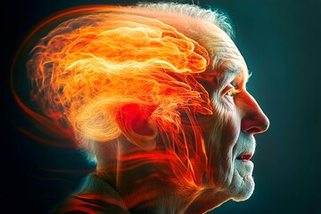 Retirement problems. Neuropathy - issue in old age: abstract image of human state. Aging process. Metaphorical neuropathy feelings of a aging. Fragile aging man. Aging therapy. Senior life.