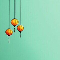Golden Lanterns Hanging with Soft Glow Effect