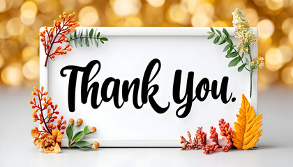 Autumnal thank you message on a framed board