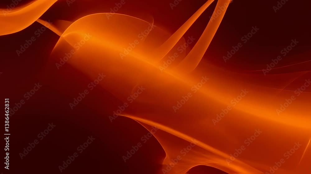 Poster abstract orange waves on dark background. smooth flowing lines and curves. dynamic motion graphic fo
