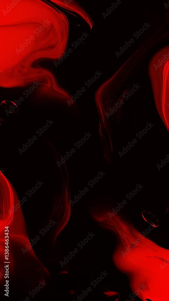 Poster red and black abstract fluid art video background. dynamic swirling liquid paint effect. mesmerizing