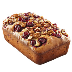 A Loaf of Cranberry Walnut Bread Isolated on Transparent Background
