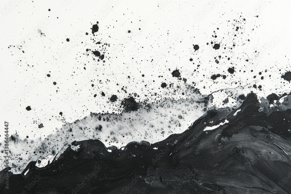 Fototapete Bold black and white brush stroke art created on canvas, showcasing dynamic movement and texture in modern abstract form