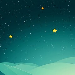 Obraz premium Starry Night Sky Minimalist Dark Outline on green Background