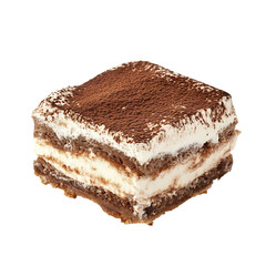 A Classic Tiramisu with Espresso Layers Isolated on Transparent Background