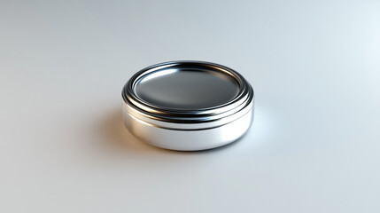 Single button battery isolated on white surface