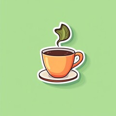 Obraz premium steaming coffee cup on green background