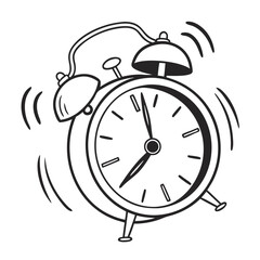 Alarm clock ringing sketch on white background  