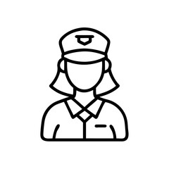Fototapeta premium Female taxi driver in uniform, outline icon for transportation industry
