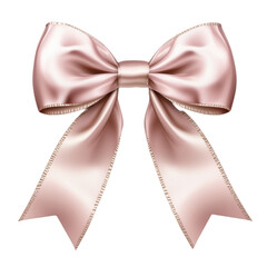 Pink ribbon bow with symmetrical loops and delicate pattern on transparent background