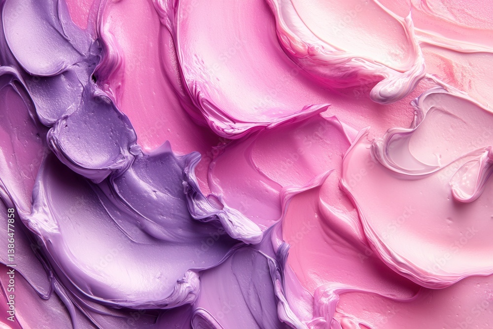 Poster creative mix of pink and purple paint displayed on a textured canvas showcasing fluid brush strokes 