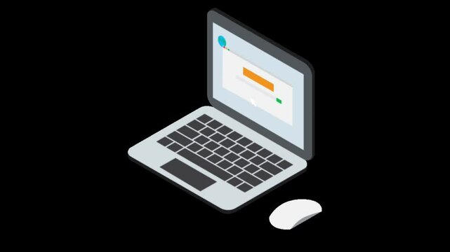 Sticker of a moving computer on a black background