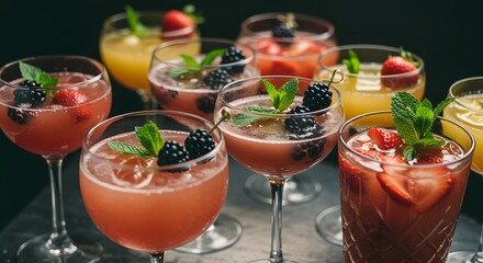 Assorted tropical fruit cocktails