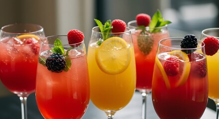 Assorted tropical fruit cocktails