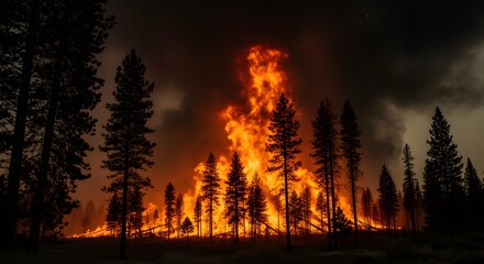 Forest Fire with Flames