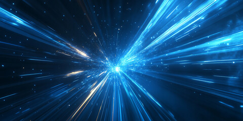 Dark, dramatic background with radiant burning light rays and vibrant energy particles swirling in the center.