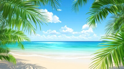 tropical beach with palm trees