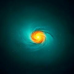 Spiral Galaxy with Glowing Core on green Background