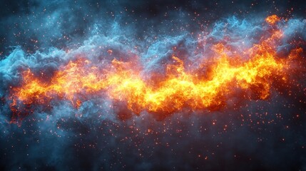 Fototapeta premium Clash of Elements: Fiery Inferno Meets Glacial Frost in a Cosmic Dance
