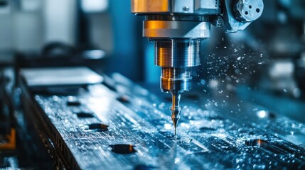 Precision metalworking machine drills metal