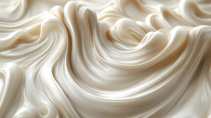 Close-up of organic shea butter forming soft waves and texture, symbolizing natural beauty, purity, and nourishment with a smooth, modern aesthetic.

