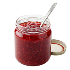 strawberry jam in glass jar