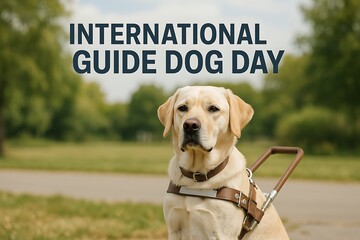 International Guide Dog Day: A heartwarming image showcasing a guide dog in the forefront, signifying the invaluable service and unwavering companionship these animals provide.