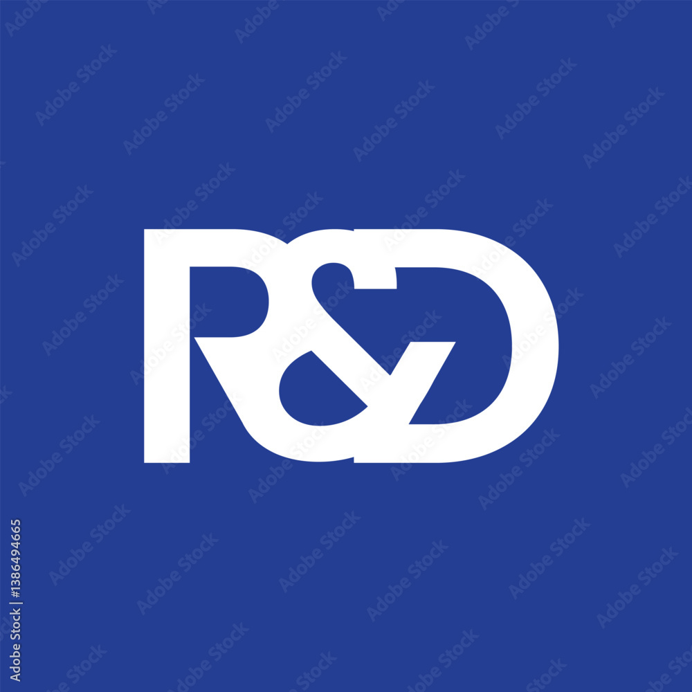 Poster the image shows a flat monogram an initial letter r&d in white color that looks clean and sharp on a